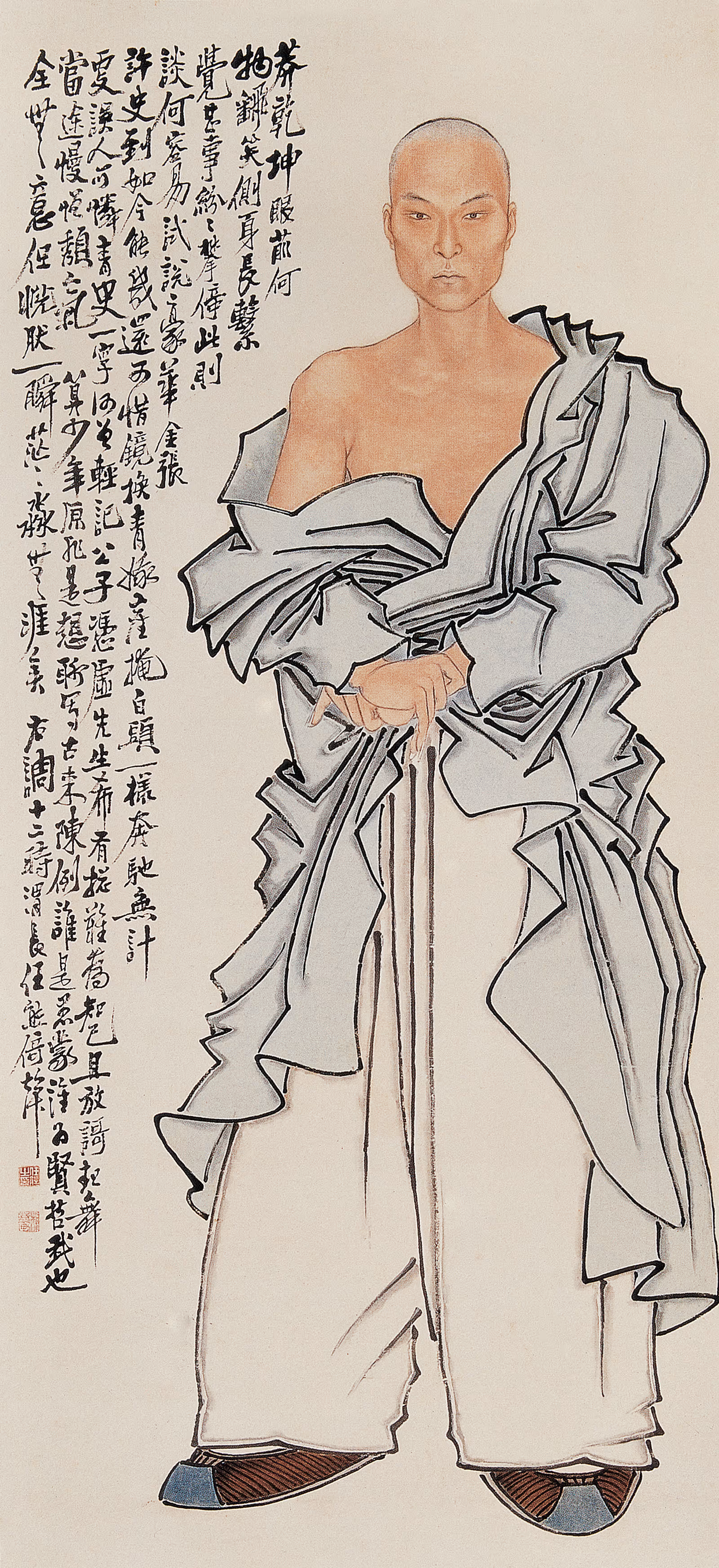任熊，《自画像》，纸本水墨设色 挂轴 177.4 × 78.5cm，1856