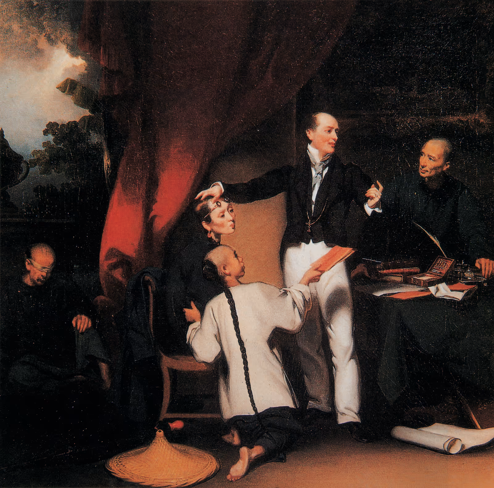 林呱（关乔昌）， 《包阿兴手术后的情景》，油画，64.8 × 52.1cm，约1836—1837