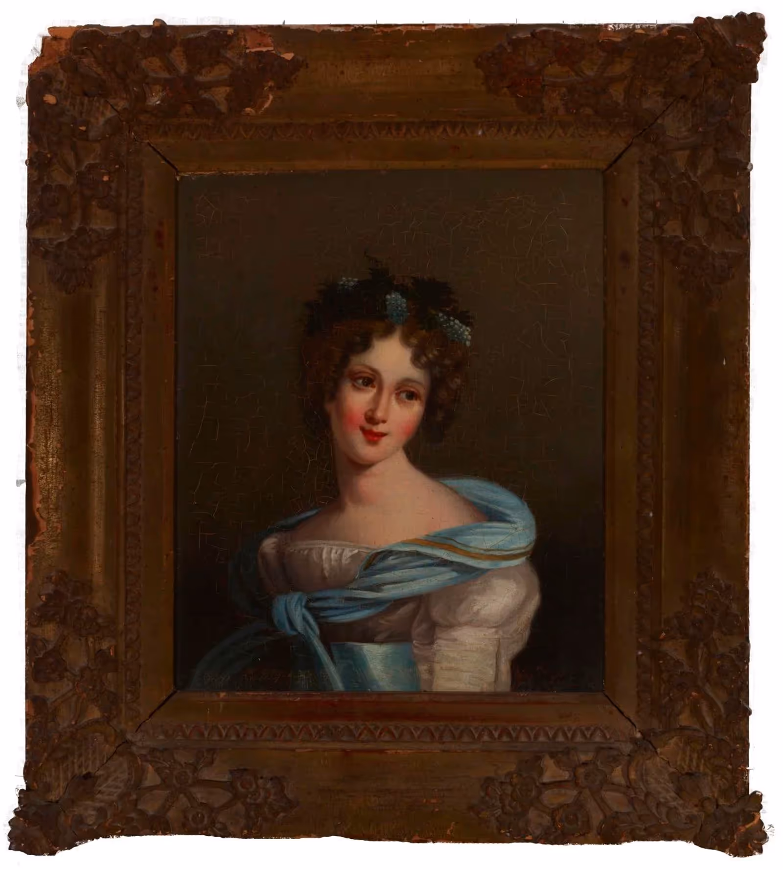 煜呱, 《西洋少女肖像》, 约1850年, 布面油画, 39x31.2cm