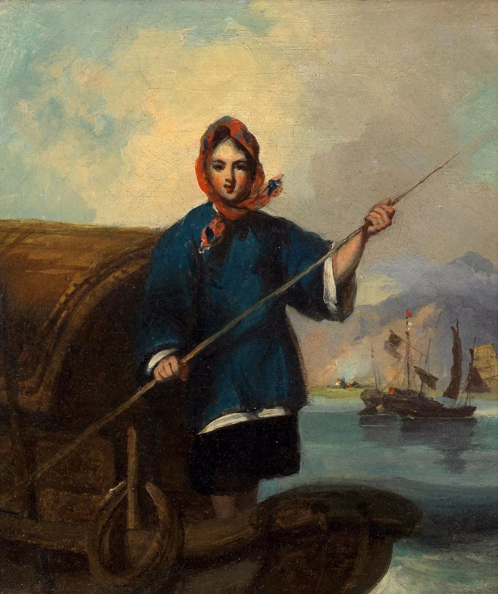 乔治·钱纳利，《疍家船娘》（Tanka Boatwoman），布面油画，约19世纪中叶，私人收藏。