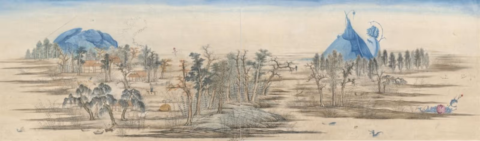 徐累  《鹊华异色图》  纸本设色 2021 年  50.5cm×169.6cm