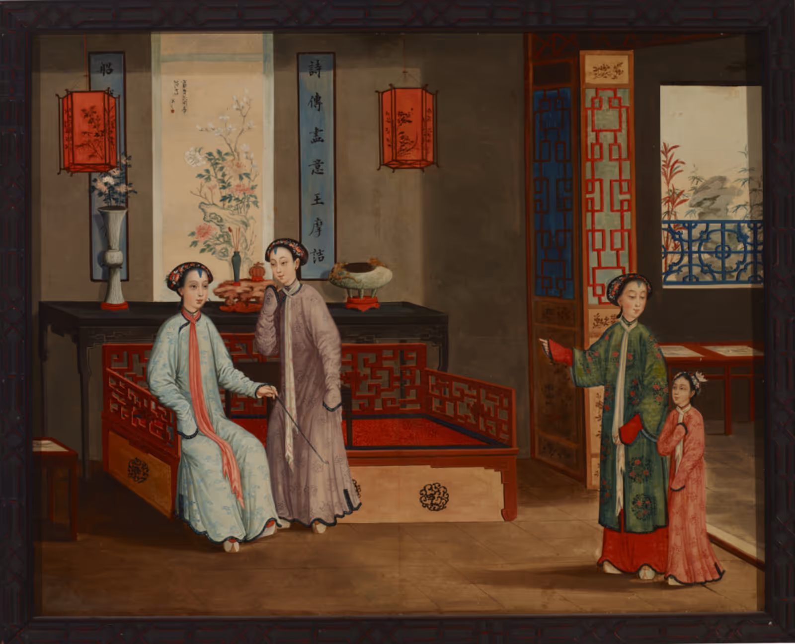 佚名, 《家中一景》, 布面油画, 19世纪中期, 54.8x67.6cm 