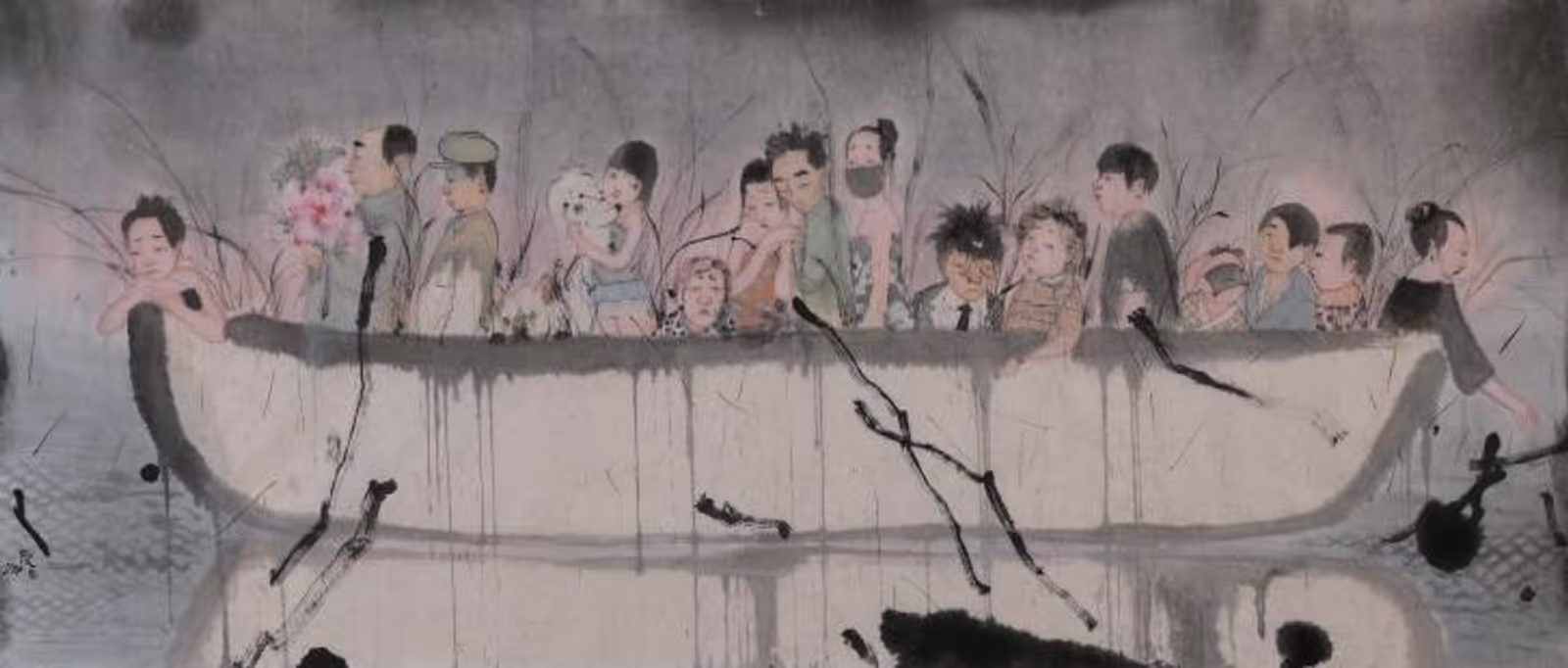 李孝萱 《大客车》 2013 年 纸本水墨 320cm×980cm